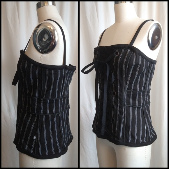❌SOLD Tripp Corset Striped XL Mall Goth Gothic Emo Punk Metal Rocker Pinup - Picture 6 of 9